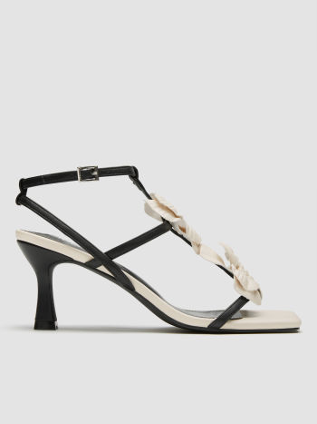 Barbara   -  Talons à double fleur noir et blanc